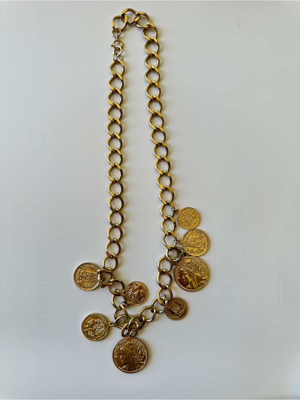 Gold Coin Charm Link Necklace - Women Jewelry